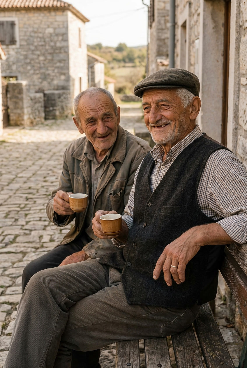 Dida Slavko na kavi sa susjedom